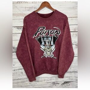 Poison Burgundy Skull Pullover Sweatshirt Size M/L
